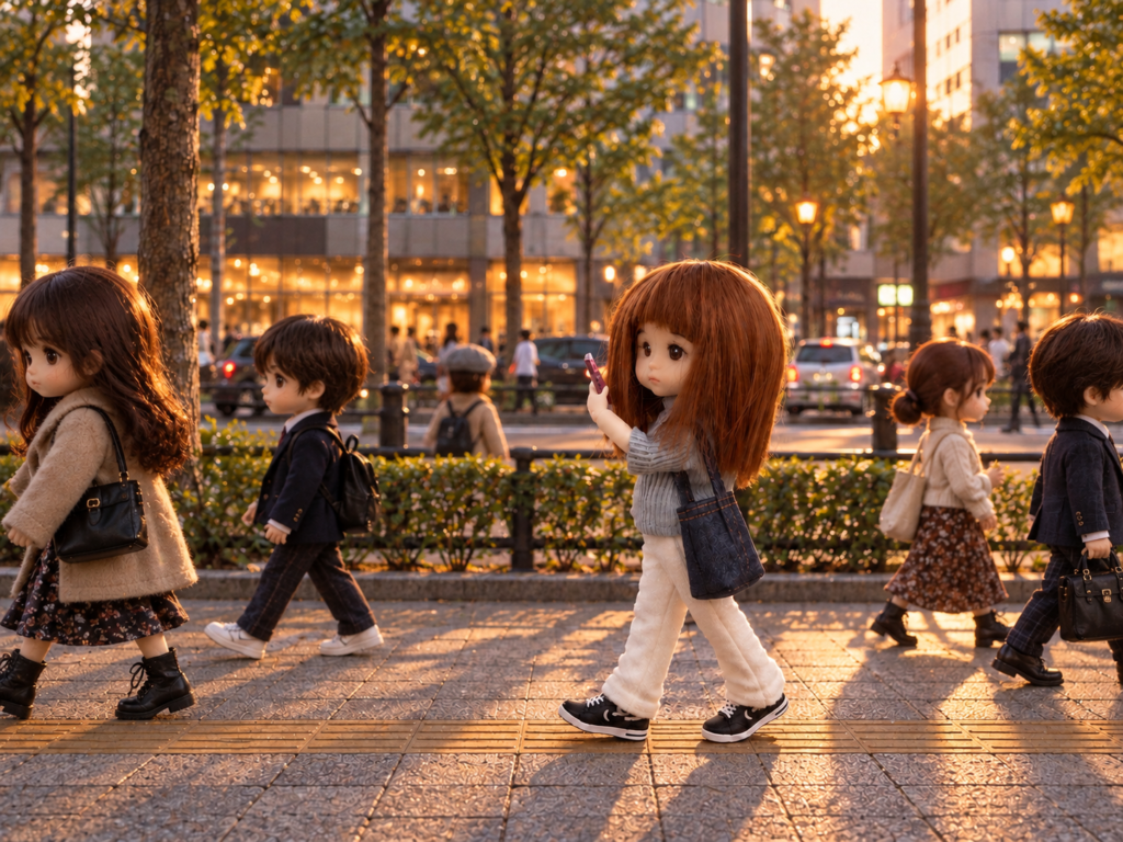 夕方の街を歩くミルキちゃん
